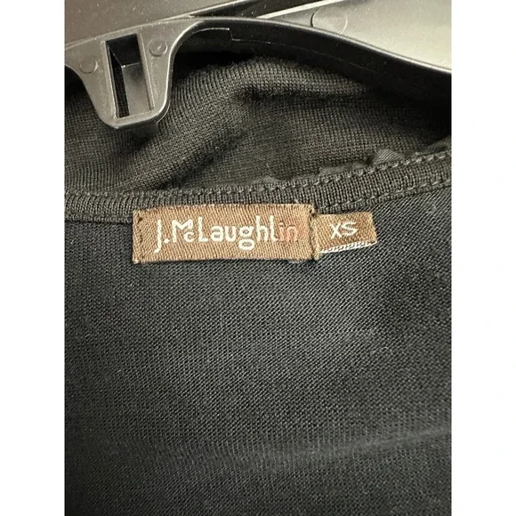 J McLaughlin Womens Minimalist Black Wool Bamboo Ruffle Wrap Top Size XS Office - Picture 3 of 8